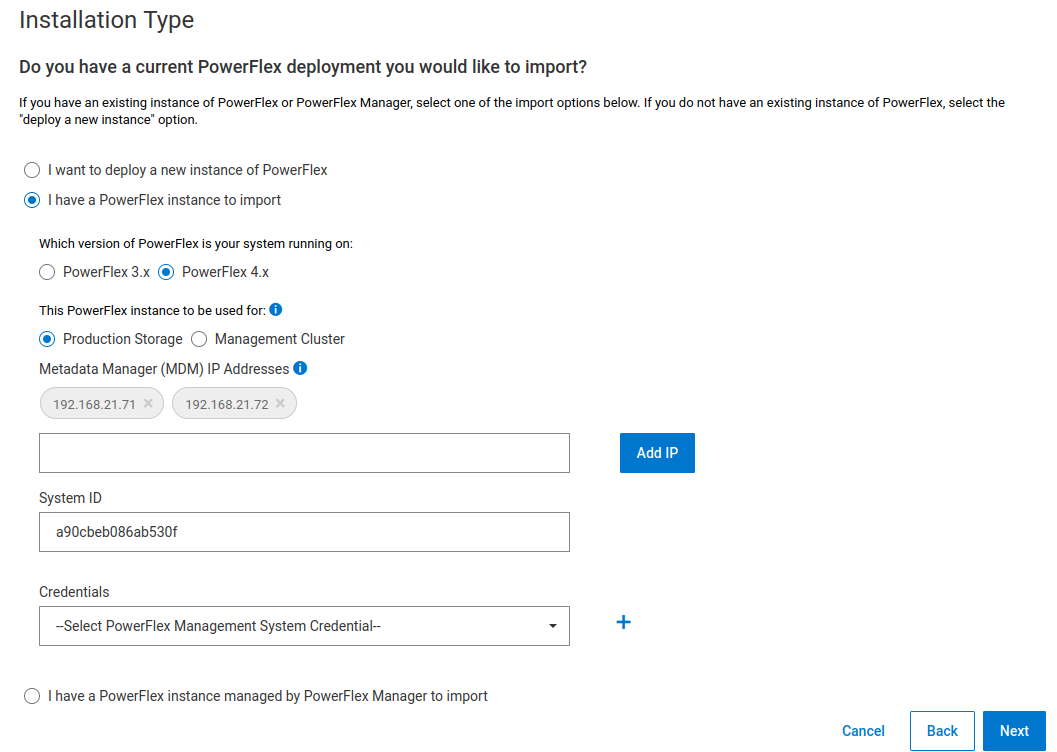 Installation Type Import